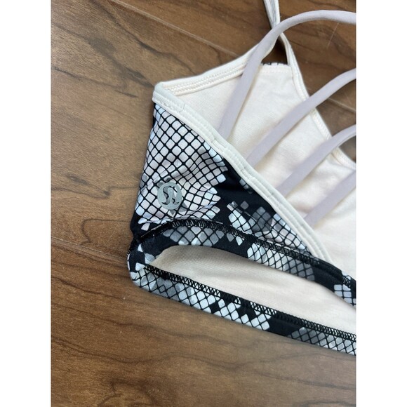 Lululemon Womens Size 4 Strappy Sports Bra Snake Print Pink Black Yoga Gym - Picture 5 of 6